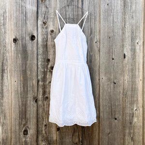 Abercrombie & Fitch White Cotton Midi Dress Floral Stitch, XS